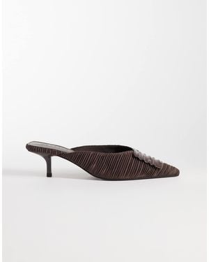 ASOS Surprise mules mit wellenförmigem besatzdetail, spitzer zehenpartie und kitten-heel - Braun