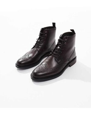 ASOS Brogue Lace-up Boots - Grey