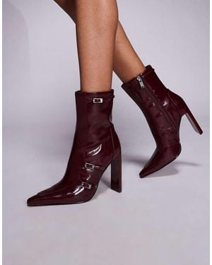 Steve Madden Fasteneded Buckle Detail High Ankle Boots - Purple