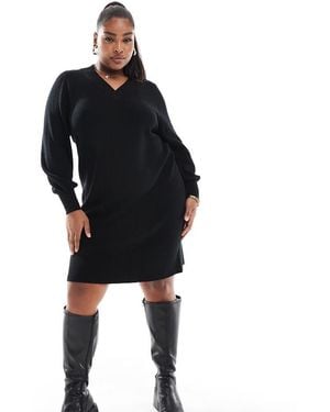 ONLY V-Neck Knitted Mini Dress - Black