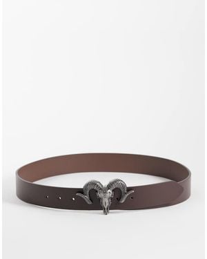 ASOS Rams Head Western Buckle Faux Leather Belt - Brown