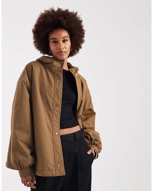 ASOS Asos Design Tall Oversized Fleece Lined Rain Coat - Green