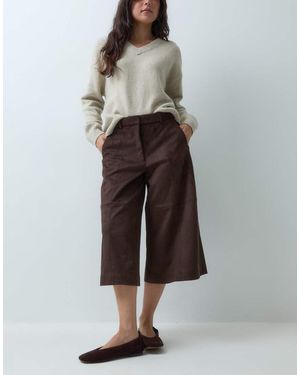 Abercrombie & Fitch High Rise Faux Suede Culottes - Brown