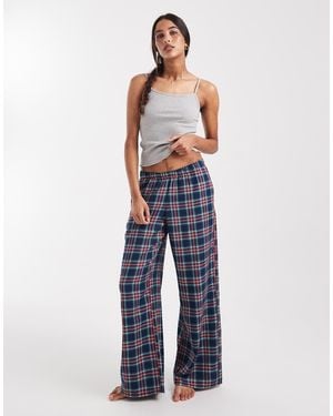 Hollister baggy Flannel Pyjama Bottoms - Blue