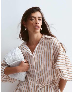 ARRANGE Camicia Oversize A Righe Naturali - Marrone