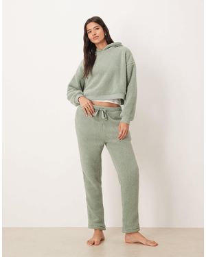 ASOS Lounge Cuddle Cropped Hoodie & Tapered Leg Set - Green