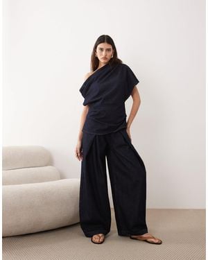 ARRANGE Denim Pleat Detail Pants - Blue
