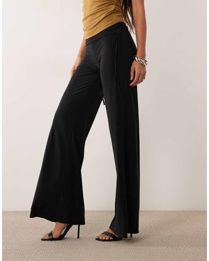 ASOS Pantaloni Ampi Coordinati Neri Con Arricciatura Laterale - Nero