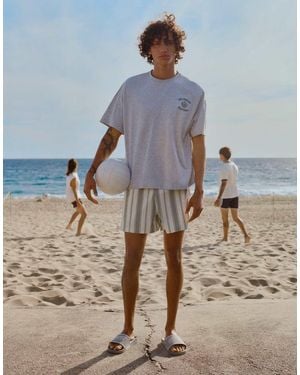 Pull&Bear Striped Board Shorts - Grey