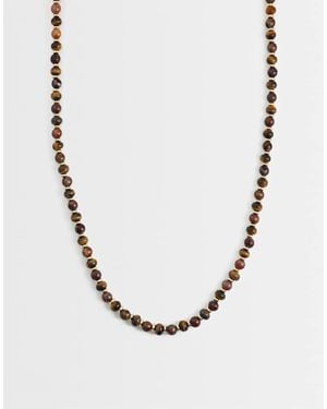 ASOS Collana Con Perline Semipreziose E Occhio Di Tigre - Marrone