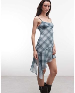 Reclaimed Vintage Crinkle Chiffon Asymmetric Maxi Dress - Blue