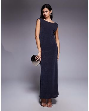 ASOS Highneck Cowl Back Detail Maxi Dress - Blue