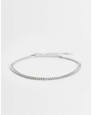 ASOS Pulsera Fina De Cadena De Cuerda De Acero Inoxidable Impermeable En Plateado - Neutro