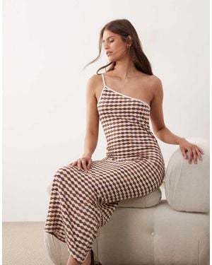 ASOS Crochet Jersey One Shoulder Maxi Dress - Multicolour