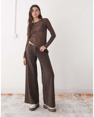 Weekday Low Waist Flared Tailored Trousers - Brown