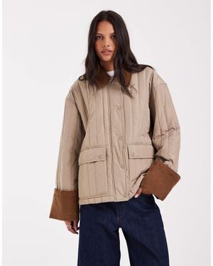 Aware Quilted Barn Jacket With Contrast Trims - Natural