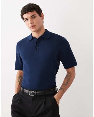 ASOS Muscle Fit Short Sleeve Knitted Polo - Blue