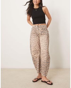 Free People – good luck – jeans mit leopardenmuster - Natur