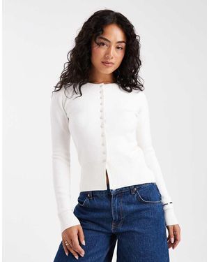 Threadbare Cardigan Sporco - Bianco