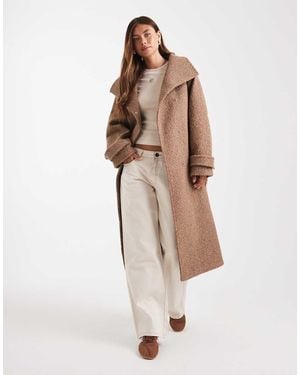 ASOS Abrigo De Vestir Largo Beis Grisáceo De Tejido Suave De - Neutro