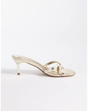 Public Desire Kitten Heel Sandals With Beads - White