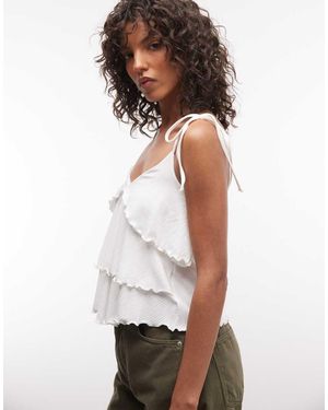 River Island Top De Tirantes Con Detalle De Volantes - Blanco