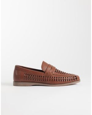 River Island Weave Detail Loafers - Brown