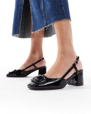 New Look Buckle Detail Slingback Shoes - Blue