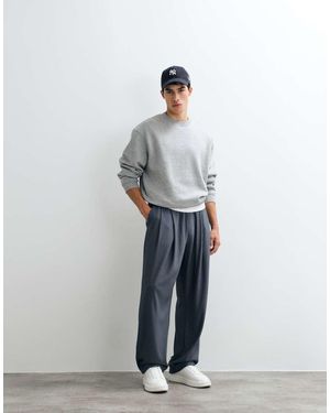 ASOS Joggers Azules De Pernera Ancha Con Pinzas-Gris