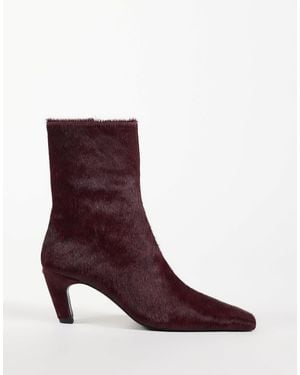 ASOS Rumi Leather Square Toe Heeled Ankle Boots - Purple