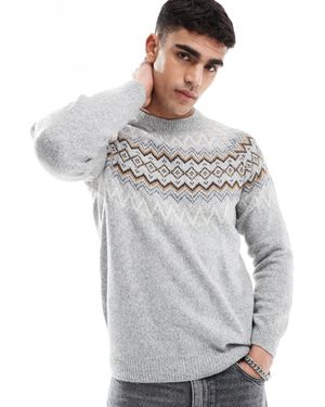 Threadbare Pull en maille à motif jacquard - Gris