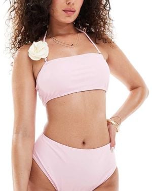 In The Style Exclusive High Leg Bikini Bottoms Co-Ord - Pink