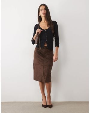 ASOS Midi-bleistiftrock aus kunstwildleder - Braun