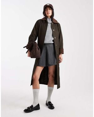 New Look Contrast Collar Trench Coat - White