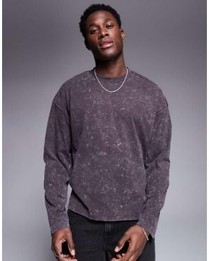 ASOS Oversized Boxy Long Sleeve Washed T-shirt - Purple