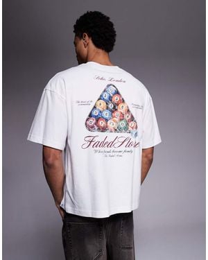 Faded Store Camiseta Blanca Con Estampado De Billar En La Espalda De - Blanco