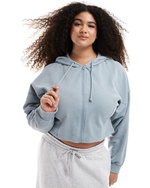 ASOS Asos Design Curve Seam Detail Zip Through Hoodie - Blue