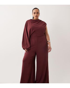 ASOS Mono Largo Asimétrico Con Abertura Y Manga Estilo Blusón De Asos Design Curve - Rojo