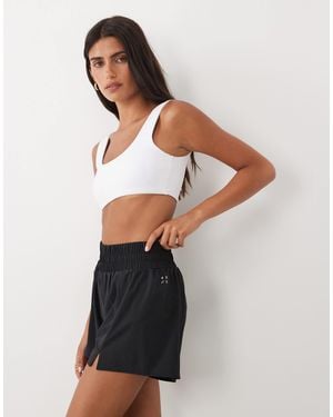 4505 Active high-waist 2-in-1 tennis-shorts mit balltasche - Grau