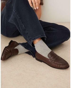 Mango Mocasines De 100% Cuero De - Azul