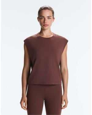 Oysho Cotton Blend Sleeveless Seamless T-shirt - Purple