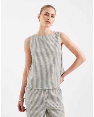 ASOS Shell Button Back Top Co-Ord - Gray
