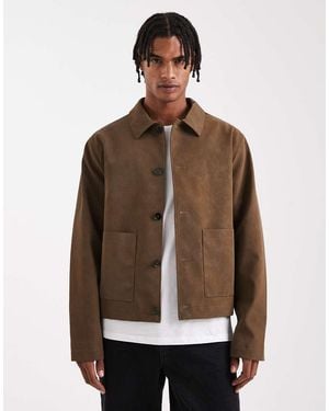 ASOS Faux Suede Harrington Jacket - Brown