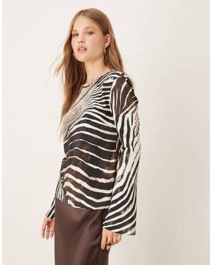 Mango Chiffon Long Sleeve Top - White