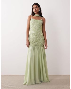 Gina Tricot Embroidery Maxi Dress - Green