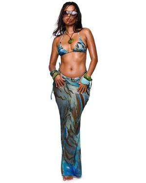 Missy Empire Printed Maxi Skirt - Blue