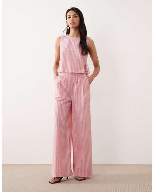 Nobody's Child Parker Cotton Mid Waist Wide Leg Trouser Co-Ord - Pink
