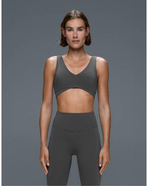 Oysho Cotton Blend Medium-Support Sports Bra - Grey