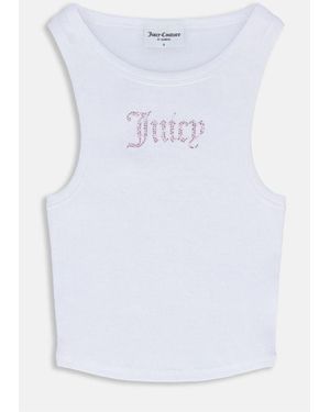 Juicy Couture Diamante Logo Ribbed Vest - Blue