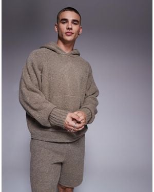 The Couture Club Co-Ord Boucle Knit Hoodie - Grey